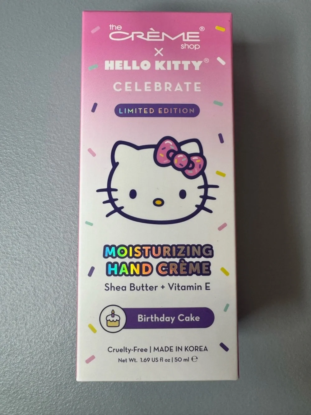 The Crème Shop x Hello Kitty Moisturizing Hand Crème in birthday cake limited
